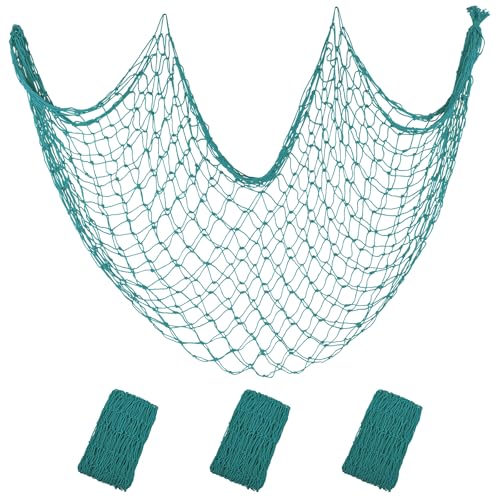 ZUEXT Aqua Decorative Fishing Net 5x10 ft, 3 Pack Large Picture Fish Net, Wall Photo Hanging Fishnet Decor for Nautical Mermaid Pirate Ocean Themed Hawaii Beach Under the Sea Party Decorations - color: Aqua, size: 5 ft x 10 ft - 3 Pack