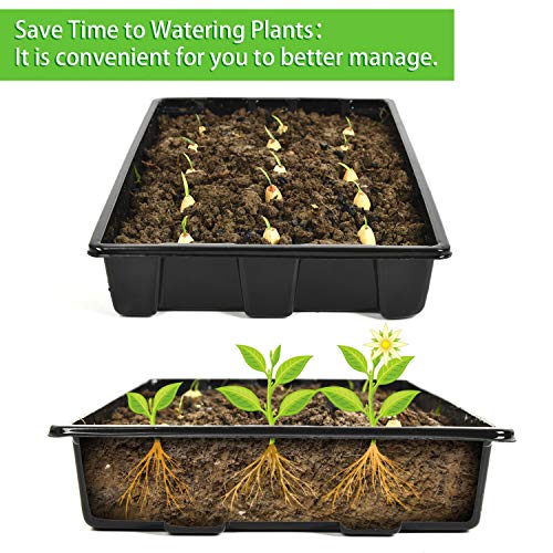 YoleShy 10 Pack Seed Starter Tray Reusable Plastic Plant Seedling Starter Trays Thickened Sturdy Durable for Germination Growing Microgreens Planting Propagation, Without Drain Holes, 14.5"x9" - size: 10 Pack - Black