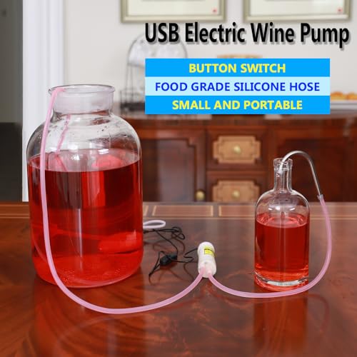 Portable Food Grade USB Electric Auto Siphon Self Priming Pump for Bottling Home Brew Wine,Beer,Beverages and Kombucha, DC 5v Mini Water Transfer Pump Kit with Hook,2LPM No Mess Leak,Low Noise - color: White Button-Switch With Hook