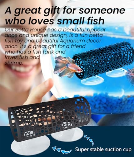 KINGYEENUO Betta Tunnel, Betta Fish Toys, Aquarium Fish Hideout with Suction Cups, Shrimp Cave Decor for Shrimp, Guppies - Safe Play & Resting Area for Bettas, Tank Accessories, a Set