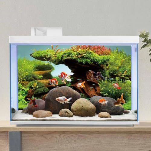 AWERT 36x18 inches Wood Fish Tank Background Seaweed Aquarium Background River Bed & Lake Aquarium Background Vinyl Background - size: 36x18in/90x45cm