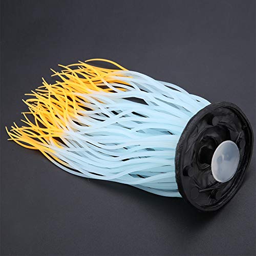 AYNEFY Simulation Artificial Silicone Sea Anemone Decor,Aquarium Luminous Ornament Fluorescent Sea Anemone Decoration for Fish Aquarium Landscaping Decor - color: Orange