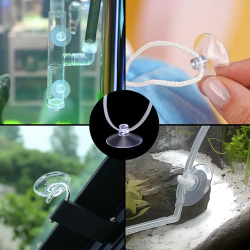15 Pcs Aquarium Suction Cups with 30pcs Zip Ties, Suction Cup for Fish Tank Plants Binding Moss Shrimp Nest Landscape Fixation, Utility Sucker Pad Without Hooks for Kitchen Hanging Organization