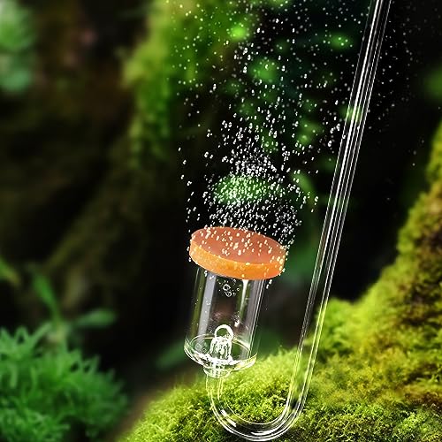 LANDEN AERVITA CO2 Diffuser Kits, Nano-Sized Ceramic diffusing disc Professional Aquarium CO2 High-Efficiency S Size with Suction Cups and Silicone air Hose for Aquarium Tank 10-30gal (40-110L) - size: S-13mm