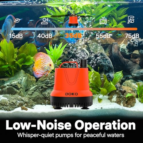 DOKO 1150GPH Submersible Water Pump, 100W Pond Pump with 11FT Lift Height, Ultra Quiet Small Pump with Handle & 6FT Power Cord for Fish Tank, Ponds, Aquarium, Waterfalls, Hydroponics, 4 Nozzles - size: 100W 1150GPH