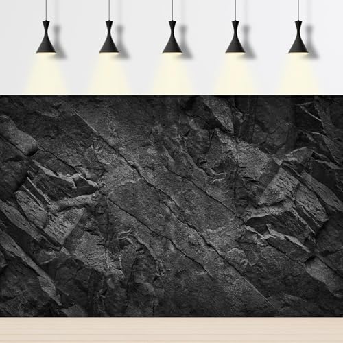 Rock Aquarium Background Underwater Black Stone Fish Tank Background Black Rocky Terrarium Backdrop Black Stone Rocky Reptile Habitat Background for Pets Wallpaper Poster Decors Vinyl 24x12in - color: Rock Black, size: 24(W)x12(H)inches/ 60(W)*30cm(H)