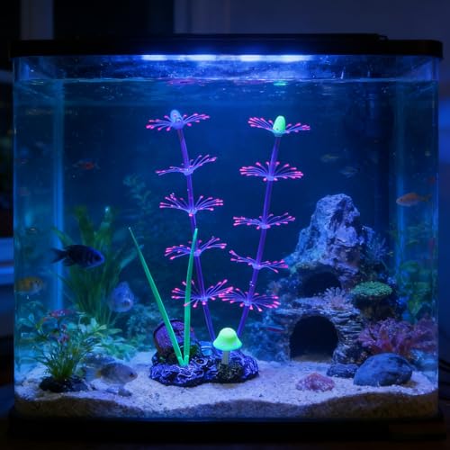Soft Silicone long Coral Decor with Dynamic Swaying Motion, Weighted Base Aquarium Ornament for Lifelike Reef Aesthetic in Freshwater Saltwater Fish Tank, Safe Shelter for Invertebrates (Pink) - color: Pink