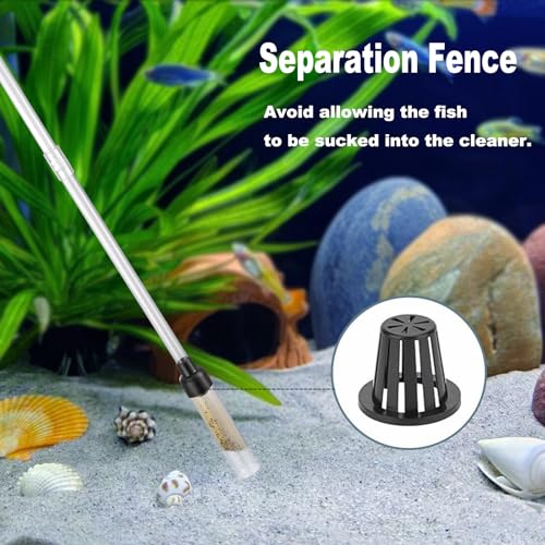 Carefree Fish Aquarium Gravel Cleaner 6Ft Hose Silicone Airbag Fish Tank Water Changer Gravel Vacuum Adjustable Length ABS(for 5~20Gal Tank) - size: M(5~20Gal)