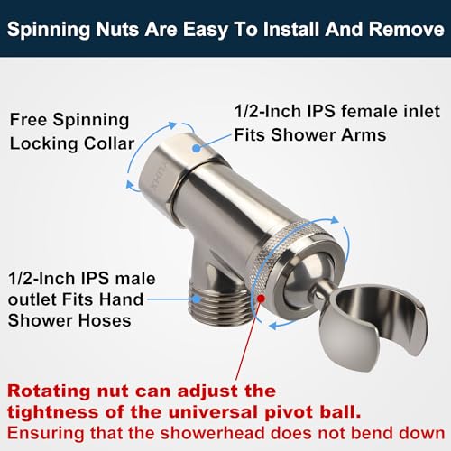 Shower Head Holder All Metal and Extra Long Stainless Steel 6 ft. Hose,Adjustable Shower Arm Bracket for Handheld ,Brass Hand held Showerhead Mount C-Style Brushed Nickel - style: C-Style Brushed