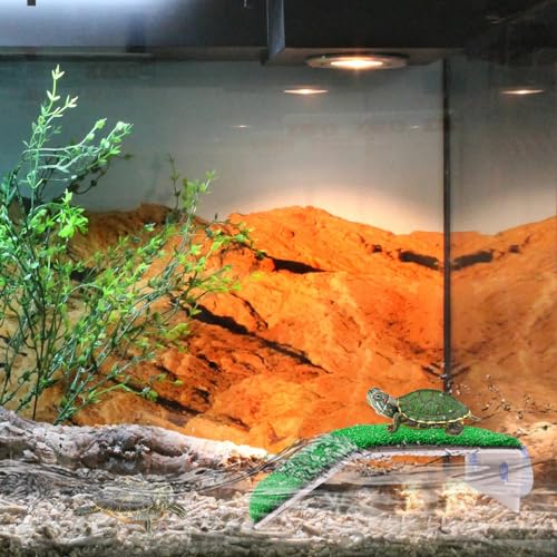 Lawn Basking Platform for Turtle, Simulated Grass Terrace, Tortoise Ramp Climbing Ladder Resting Terrace,Turtle Fish Tanks Aquarium Decor, Tanks Accessories for Hermit Crab