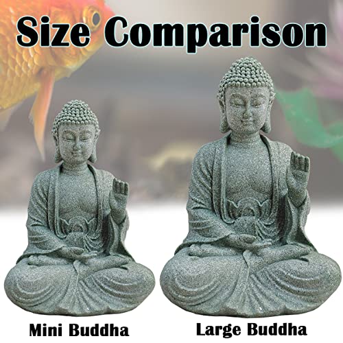 livelyfish Fish Tank Buddha Statue Handmade Japanese Aquarium Decoration Heavy-Duty Peace Hand Meditation Buda Sculpture for Aquarium Fish Tank Home Decor, Large-B - size: B
