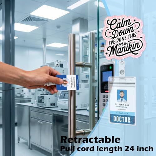 Funny Badges Reel Retractable Clip, Calm Down ID Clip Name Tag Card Badge Holder for EMS, Nursing Student, Physician, Fire Fighter, Kindergarten Assistant - color: Calm Down