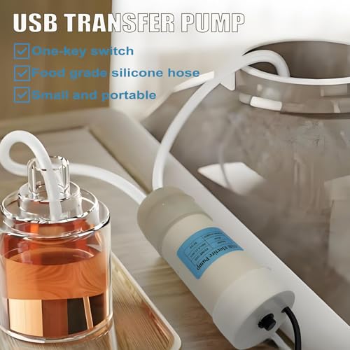 Wine Siphon Pump, Portable USB Electric Auto-Siphon Self Priming Food Grade Beer Transfer Pump for Home Brew Wine,Beer,Mead,Beverages and Kombucha, Mini Water Transfer Pump, No Mess Leak,Low Noise - color: White