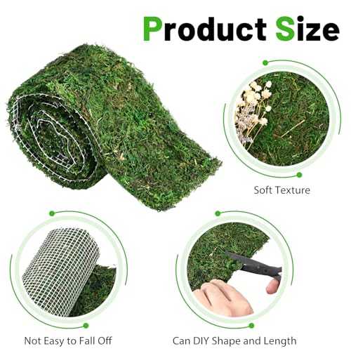 40'' x 6'' Green Dried Moss Roll, Preserved Moss Sheet for Crafts Table Decoration Fairy Wedding Party Woodland Garden Decor - color: 40*6 Inch