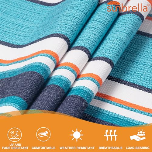 Lazy Daze Hammocks 12 FT Sunbrella Fabric Hammock Non-Fading with Spreader Bars and Free Pillow Fits for 2 Persons, All Weather and Fade Resistant for Patio Yard, 450 lbs Capacity, Token Surfside - color: Token Surfside