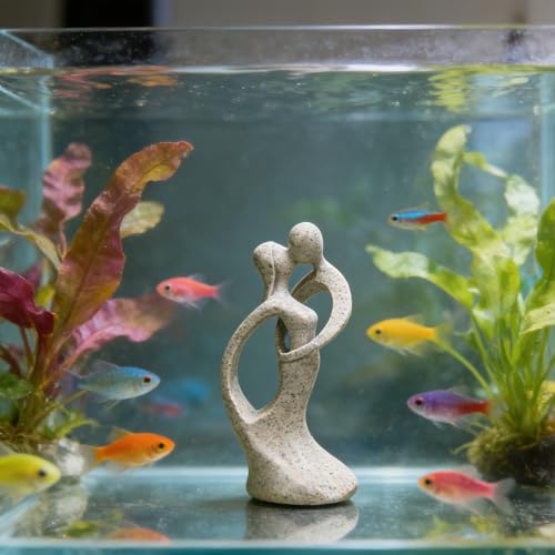 Sandstone Statue Fish Tank Ornaments, Small Fish Aquarium Decorations Home Decor for Goldfish Shrimps, Hug - color: Hugging Kiss