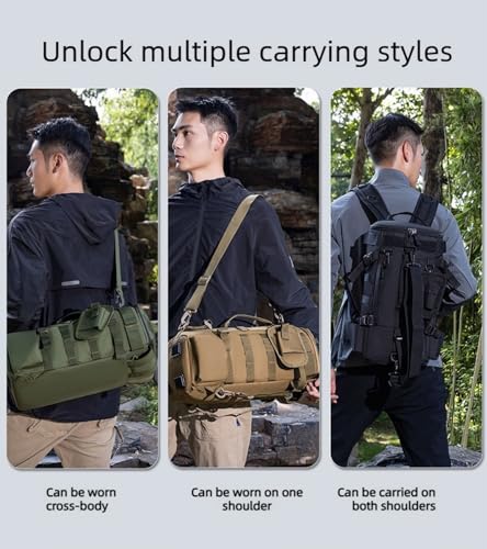 Tactical Fishing Backpack with Rod Holders,35L MOLLE Tackle Bag Water Resistant for Men and Women,Outdoor Gear Storage for Saltwater and Freshwater (Brown) - color: Brown