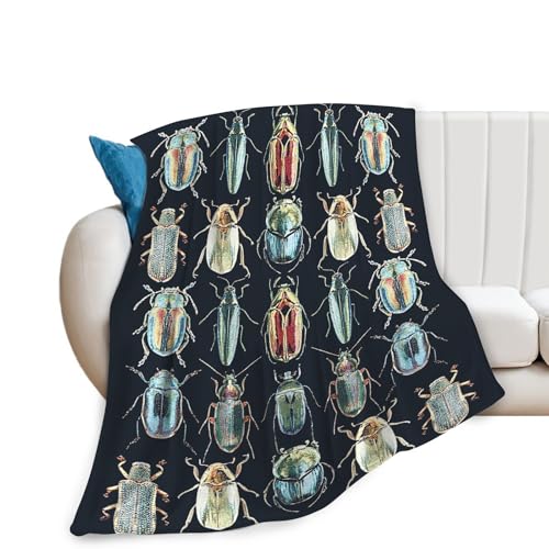 Colorful Beetle Insect Blanket for Girls Kids Women Adults Soft Cozy Flannel Fleece Bugs Throw Blankets Gifts Warm Fluffy Plush Decor for Couch Sofa 60"x50" - color: Insect, size: 60"x50"