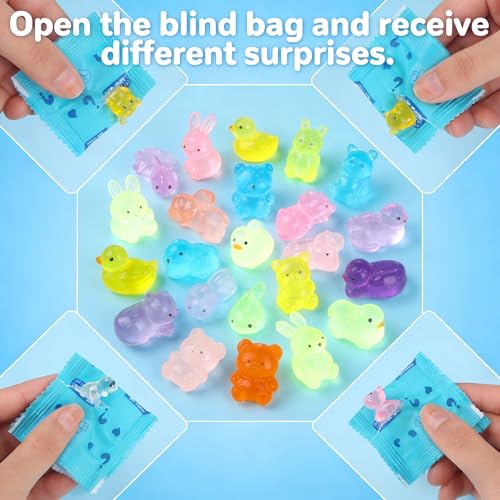 50Pcs Glow in The Dark Mini Resin Animals, Mystery Blind Bags – Luminous Farm Ocean Animal Miniatures for Fairy Garden & Aquarium Decor, Cute Collectible Figures and Surprise Gifts - color: Blue