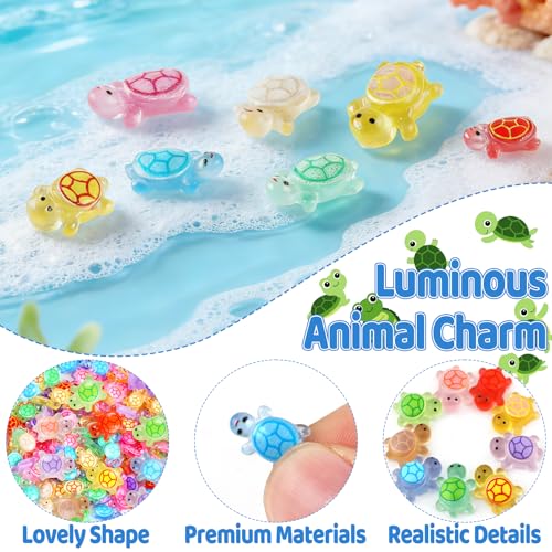 Tmtains Slime Charms Kawaii Resin Charms 3D Cute Nail Charm Mini Flatback Luminous Animal Charm Bulk Resin Jewelry Making Turtle Embellishments Supplies for Cell Phone Scrapbooking DIY Crafts - color: Eb 200Pcs Resin Turtle