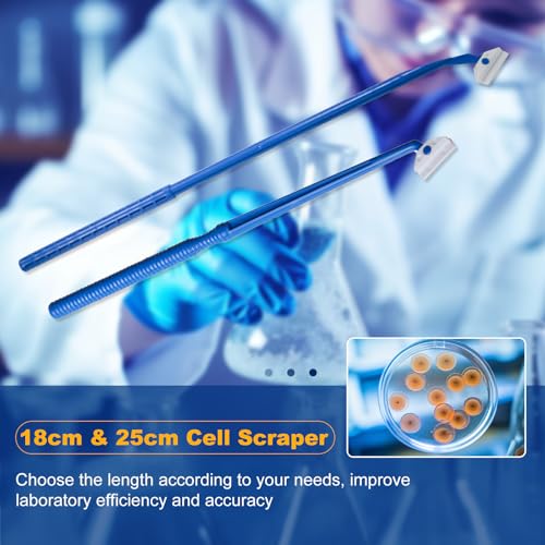 Biologix 100PCS Cell Culture Scraper, Multi-Position 18cm Handle Cell Scraper, Sterile, Individually Packaged, Polyethylene, Non-Pyrogenic - size: 18cm length