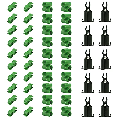 Orgrimmar 50PCS Connector Clip Set for 11mm Plant Trellis Gardening Stakes | Include A-Type Connecting Pipe, Joint Buckle Clip, Universal Buckle