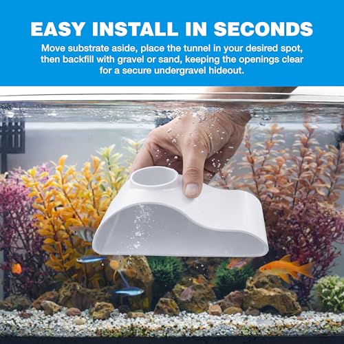Subterranean Aquarium Hideouts – Undergravel Fish Tank Tunnels & Caves – Naturalistic Substrate-Integrated Decor for Betta, Pleco, Loach & Shrimp (White, One Hole Hideout) - color: White