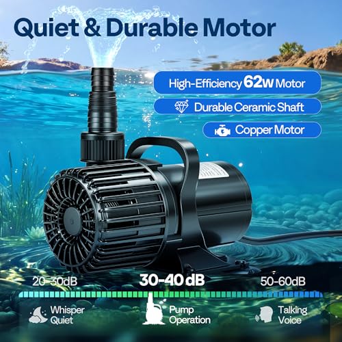 VIVOHOME Electric 62W 1100GPH Submersible Water Pump for Koi Pond Pool Waterfall Fountains Fish Tank and Aquarium - size: 1100GPH