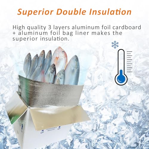 Insulated Cold Shipping Boxes with Liners, 4 Pack 19'' x 12'' x 16'', for Perishable Frozen Food, White (TB191216L-4) - size: 19x12x16'', style: 4 Pack