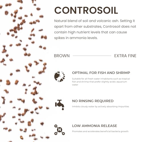 Ultum Nature Systems Controsoil - Freshwater Aqua Soil Substrate for Fish, Shrimp, Live Plant Propagation and Aquascaping - 6.8pH Low Ammonia, Volcanic Ash - Brown, Extra Fine (1 Liter) - color: Brown - Extra Fine, size: 1 Liter (0.9 kg)