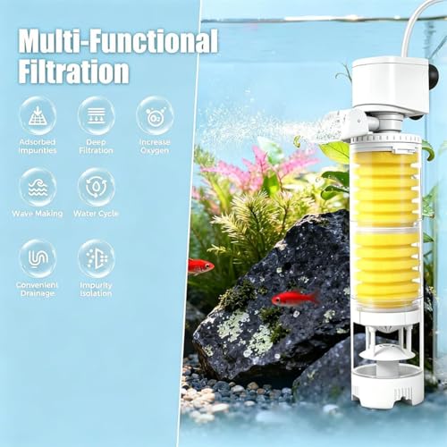 Aquarium Silent Motorized Filter, Lightweight Quiet Fish Tank Filter with Rapid Purification Powerful Decontamination, 4 Stage Filtration System for Crystal-Clear Water & Healthy Fish (25W) - color: 25W