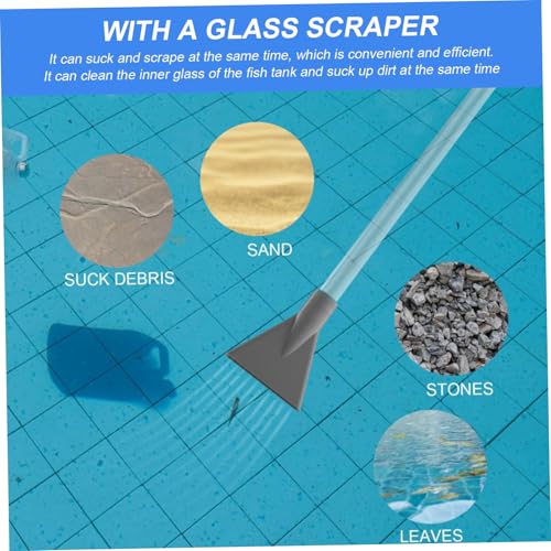 Fish Tank Vacuum Gravel Cleaner with Manual Pump – Flows Adjustable Aquarium Siphon with 3 Different Nozzles Water Changer for Home