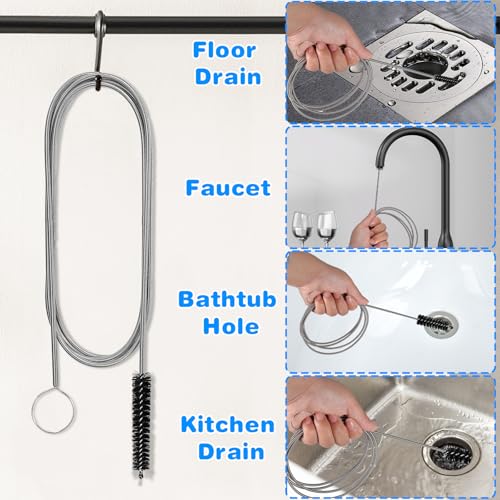 Ixiaoyoo Cleaning Brushes Set, 10 Pieces 8 Inch Nylon Tube Brush + 60 Inch Flexible Long Drain Brush, Hose Pipe Brush, Suitable for Home Kitchen, Bathroom, Fish Tank, Water Pump Accessories (Black) - color: Black Cleaning Brush Set