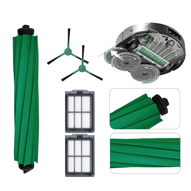 ANBOO Replacement Parts Compatible with iRobot Roomba Plus 405 505 Combo Vacuum Cleaner,1 Roller Brush, 4 Hepa Filters, 4 Side Brushes, 1 Cleaning Brush - size: 1+4+4