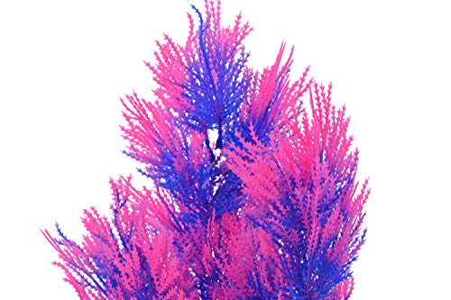 CNZ Aquarium Decor Fish Tank Decoration Ornament Artificial Plastic Plant Green 15.5-inch Pink/Purple, 2-Pack