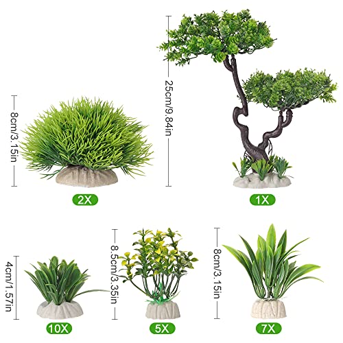 25Pcs Artificial Aquarium Tree & Plants Set - Green Fake Aquatic Plants for Aquarium Decorations