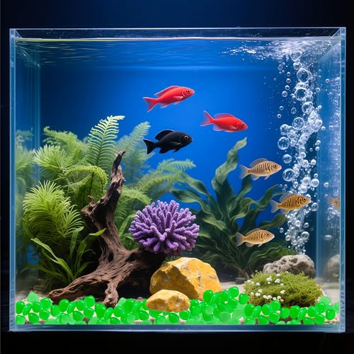 Glow in The Dark Fish Tank Rocks,Green Glowing Rocks Stones Resin Glow in Dark Pebbles for Outdoor Garden, Fish Tank, Aquarium, Landscaping,Driveway Decoration,1.4 Lb - color: 4-Green, size: 1.4 LB