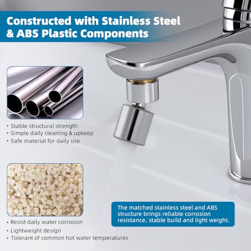 Hibbent NSF/ANSI/CAN 61 Certified Faucet Aerator, CUPC Certification 360° Twist Kitchen Sink Aerator, Dual-function Sink Sprayer Attachment, Faucet Replacement Part 55/64'' Female Thread, Chrome - color: Chrome, style: Classic 360 Degree Faucet Aerator