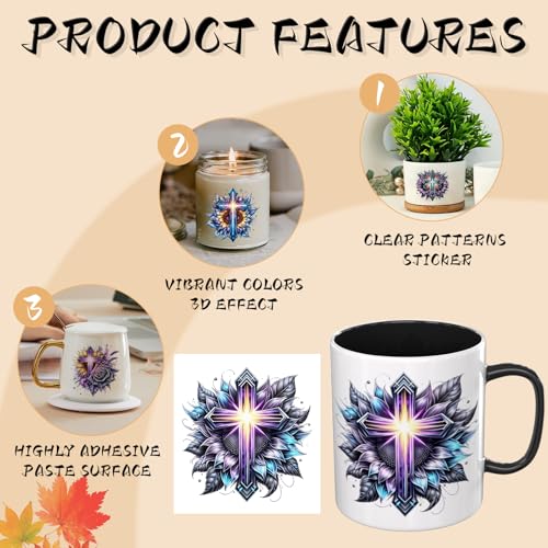UV DTF Cup Wraps, 4 Sheets Bible Quotes Transfer Stickers for 16oz Glass, Rub On Decals for Tumblers and Candlestick - style: Bible Quotes