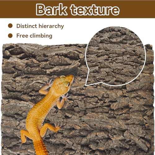 2PCS Reptile Cork Bark Background,15.74 x 11.81 Inch Natural Cork Wood Terrarium Background Bearded Dragon Tank Bark Backdrop Wall Decor for Lizard Gecko Chameleon Tortoise Snake Spider Frog - size: 【15.74 x 11.81 In】