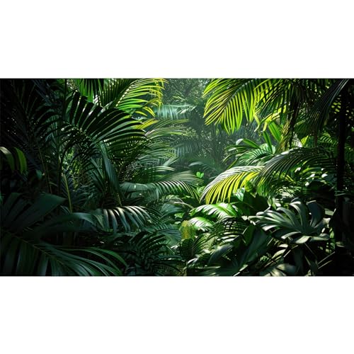 Aquarium Background Enchanting Beauty of Jungle Terrarium Backdrop Nature Jungle Green Leaf Palms Fish Tank Background Reptile Habitat Backdrop Wallpaper Poster Decor Vinyl 24x12in - color: Plam Green, size: 24(W)x12(H)inches/ 60(W)*30cm(H)