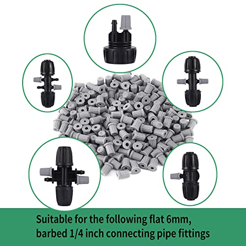60 Pcs 1/4 Inch Barbed Connector End Caps Rubber Plugs for 1/4 Inch Irrigation Tubing System - size: 1/4 Inch End Cap