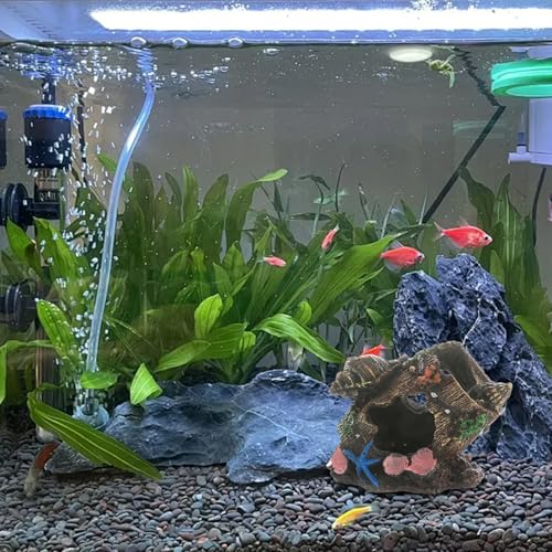 Fish Tank Hideout Broken Barrel Aquarium Hideout Resin Shipwreck Theme Fish Tank Cave for Aquarium Landscaping Decor Decor Decorations...