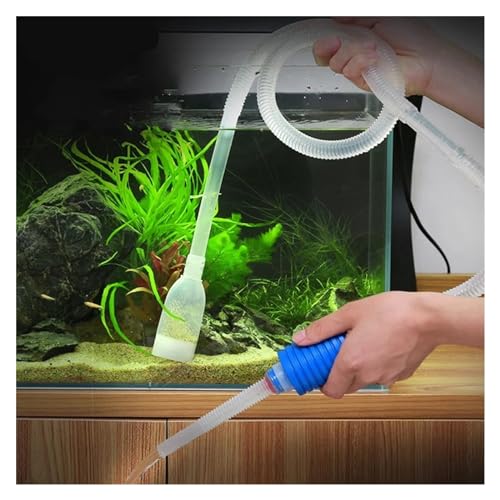 Aquarium Manual Cleaner Siphon Gravel Suction Pipe Fish Tank Vacuum Water Filter Change PumpTools Fishbowl Supplies For Home, Blue