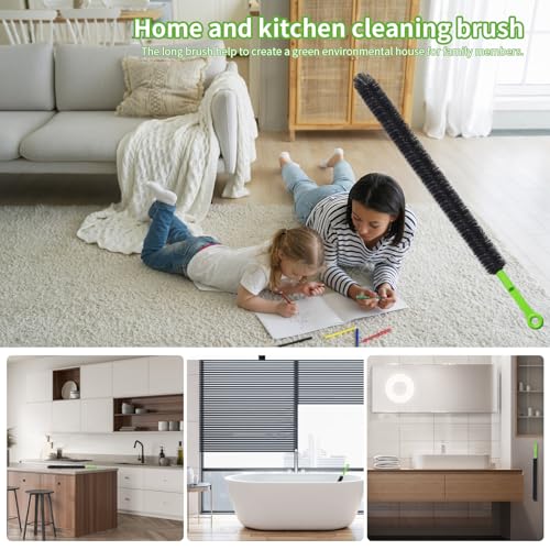 2 Pcs 17” Flexible Sink Drain Cleaner Brush Long Pipe Cleaner Brush for Cleaning Home Kitchen Sink Buthtub Snake Tube Hair Drain Clog Remover Brush for Shower and Tub Hair Clogs Bendable Sewer Drain