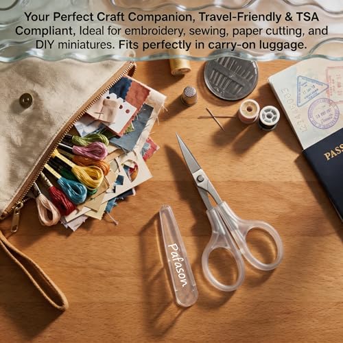 PAFASON Small Travel Craft Scissors Set Straight Curved Precision Tip All Purpose for Scrapbooking Quilting Sewing Knitting Embroidery Cross Stitch Crochet Thread Yarn Paper Detail Cutting Safety Case - style: Modern