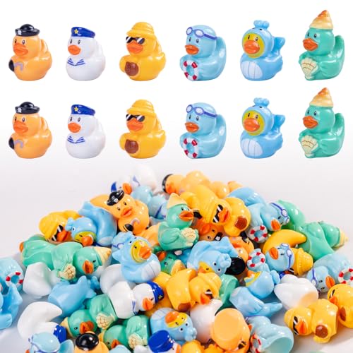 60PCS Mini Ocean Resin Duck Tiny Sea Duck Figurines Marine Miniature Plastic Animals Aquarium Ornaments Decorations for DIY Fish Tank Potted Micro Fairy Garden Dollhouse（6 Styles） - style: The Sea Duck 60PC