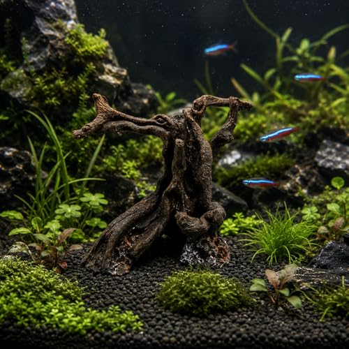 LUOZZY Aquarium Natural Trunk Aquarium Tree Root Model Resin Wood Branches for Underwater Fish Tank Decorations (Brown)