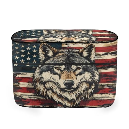 RV Propane Dust Cover American Flag Wolf Camper Propane Tank Cover,Fits 20LB Dual Propane Tanks Purple Totem Weather Resistant Gas Cylinder Cover - color: American Flag Wolf, size: Small-Double 20LB