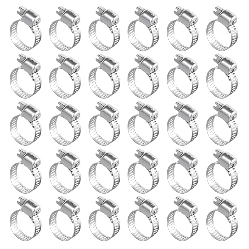 30PCS Stainless Steel Hose Clamps, 1/2'' - 3/4'' (13-19mm) Adjustable Worm Gear Fuel Line Clamp for Plumbing, Automotive And Mechanical Application - size: 30pcs 13-19mm